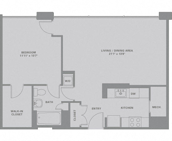 Floorplan for Apartment #01-514, 1 bedroom unit at Halstead Haverhill